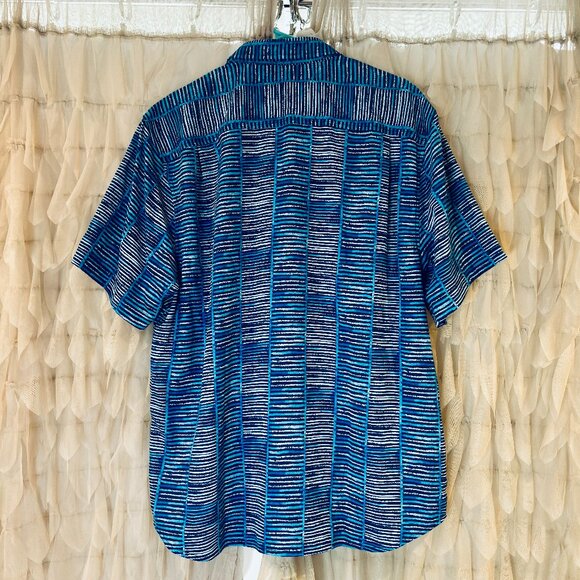Tommy Bahama Bamboo Beach Blue Stripe Silk Blend Shirt | Island Zone | Men's XL - Picture 6 of 10